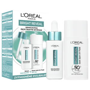 L'Oréal Paris Bright Reveal denní anti-UV fluid SPF 50+, 50 ml + Bright Reveal sérum, proti tmavým skvrnám s niacinamidem, 30 ml obraz