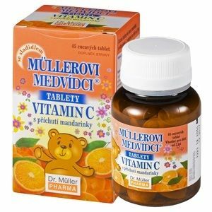 Dr.Muller Müllerovi medvídci tablety s příchutí mandarinky a vitaminem C, cucavé tablety 45 ks obraz