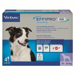 EFFIPRO DUO 134/40 mg spot-on pro psy M (10-20 kg) 1, 34 ml 4 pipety obraz