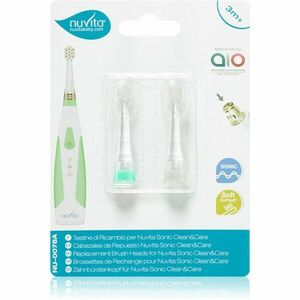 Nuvita Sonic Clean&Care Replacement Brush Heads náhradní hlavice pro sonický bateriový zubní kartáček pro miminka Sonic Clean&Care Small Green/White 3 obraz