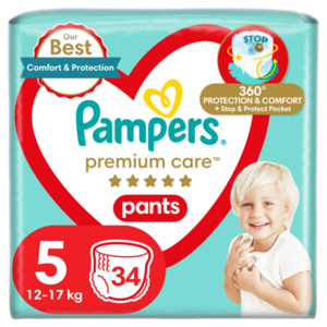Pampers Premium Care Pants Plenkové kalhotky vel. 5, 12-17 kg, 34 ks obraz