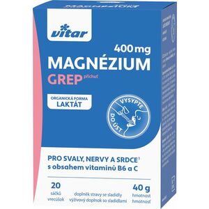 Vitar Magnézium 400 mg+vitamin B6+vitamin C příchuť grep 20 sáčků obraz