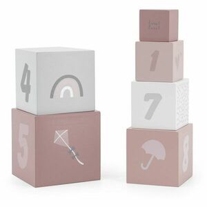 Label Label Stacking Blocks Numbers kostky ze dřeva Pink 18m+ 1 ks obraz