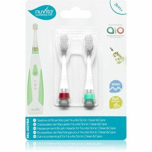 Nuvita Sonic Clean&Care Replacement Brush Heads náhradní hlavice pro sonický bateriový zubní kartáček pro miminka Sonic Clean&Care Medium Red/Green 2 obraz
