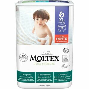 Moltex Pure & Nature XL Size 6 jednorázové plenkové kalhotky 14+ kg 18 ks obraz