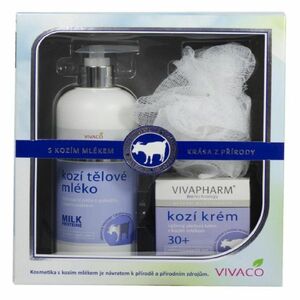 VIVACO Body Tip Kozí Tělové mléko 400ml + krém 50ml + mycí houbička Dárkové balení obraz