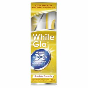 WHITE GLO Smokers zubní pasta pro kuřáky 150 g + kartáček na zuby a mezizubní kartáčky obraz