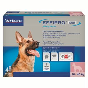 EFFIPRO DUO 268/80 mg spot-on pro psy L (20-40 kg) 2, 68 ml 4 pipety obraz