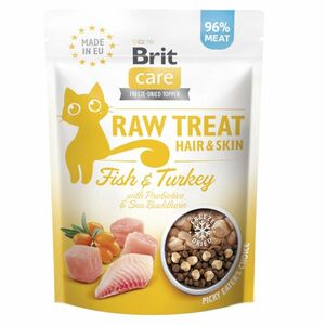 BRIT Raw Treat Cat Hair&Skin Fish&Turkey pamlsky pro kočky 40 g obraz