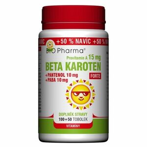 BIO PHARMA Betakaroten Forte 15 mg + Pantenol + PABA 100+50 tobolek obraz