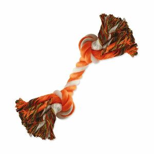 Dog Fantasy Hračka uzel bavlněný oranžovo-bílý 2 knoty 20 cm obraz
