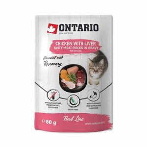 Ontario Kitten Kuřecí s játry v omáčce kapsička 80 g obraz