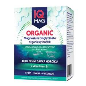 IQ Mag ORGANIC Magnesium 375 mg + vitamín B6 90 tobolek obraz