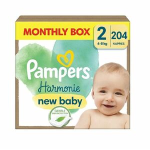 Pampers Harmonie Premium New Baby Monthly Box vel. 2 4–8 kg dětské pleny 204 ks obraz