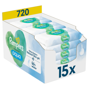 Pampers Harmonie Aqua Plastic Free Vlhčené ubrousky 15 x 48 ks obraz