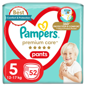 PAMPERS Premium Care Pants Plenkové kalhotky vel. 5, 12-17 kg, 52 ks obraz