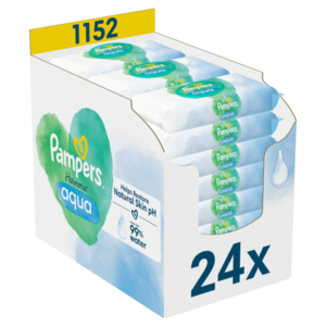 Pampers Harmonie Aqua Plastic Free Vlhčené ubrousky 24 x 48 ks obraz