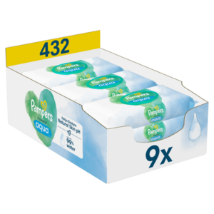 Pampers Harmonie Aqua Plastic Free Vlhčené ubrousky 9 x 48 ks obraz