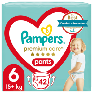 Pampers Premium Care Pants Plenkové kalhotky vel. 6, 15+ kg, 42 ks obraz