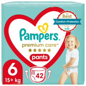 PAMPERS Premium Care Pants Plenkové kalhotky vel. 6, 15+ kg, 42 ks obraz