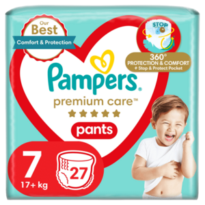 Pampers Premium Care Pants Plenkové kalhotky vel. 7, 17+ kg, 27 ks obraz