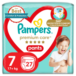 PAMPERS Premium Care Pants Plenkové kalhotky vel. 7, 17+ kg, 27 ks obraz