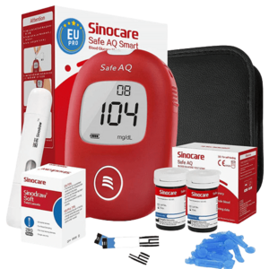 Sinocare Safe AQ Smart Glukometr 25ks test. proužků + 25ks lancet, odběrové pero, cestovní pouzdro obraz