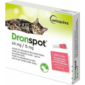 Dronspot 60 mg/15 mg Střední kočky spot-on 2 x 0.7 ml obraz