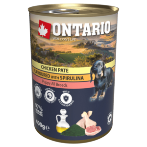 Ontario Konzerva Puppy kuřecí paté se spirulinou 400 g obraz