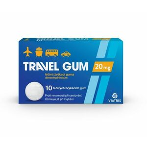 Travel-gum 20 mg 10 léčivých žvýkacích gum obraz