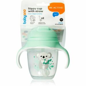 BabyOno Be Active Sippy Cup with Weighted Straw tréninkový hrnek s brčkem 6 m+ Koala 240 ml obraz