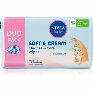 NIVEA BABY Soft & Cream dětské jemné vlhčené ubrousky 2x57 ks obraz