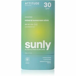 Attitude Sunly Sunscreen Stick minerální krém na opalování v tyčince SPF 30 Unscented 60 g obraz