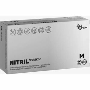 Espeon Nitril Sparkle Pearlescent Silver nitrilové nepudrované rukavice velikost M 2x50 ks obraz