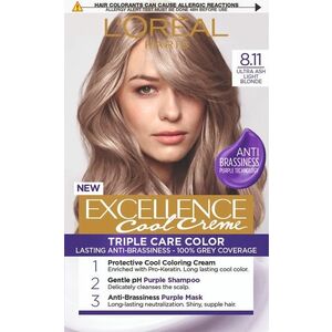 L'ORÉAL PARIS Excellence Cool Creme 8.11 Ultra popelavá světlá blond Permanentní barva 192 ml obraz