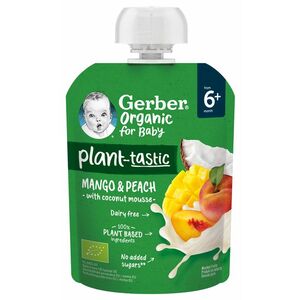 GERBER Organic ovocná kapsička mango a broskev s kokosovým mlékem 80 g obraz