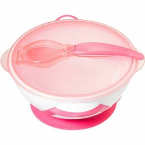 BabyOno Be Active Suction Bowl with Spoon jídelní sada pro děti Pink 6 m+ 2 ks obraz