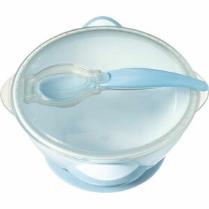 BabyOno Be Active Suction Bowl with Spoon jídelní sada pro děti Blue 6 m+ 2 ks obraz
