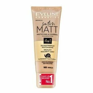 Eveline Satin Matt Mattifying & Covering Foundation 4in1 tekutý make-up s matujícím účinkem 102 Vanilla 30 ml obraz