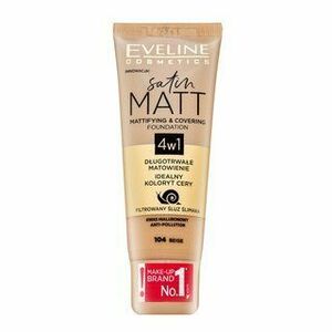 Eveline Satin Matt Mattifying & Covering Foundation 4in1 tekutý make-up s matujícím účinkem 104 Beige 30 ml obraz