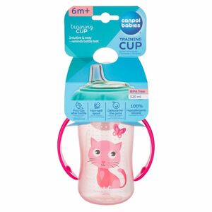 CANPOL BABIES Tréninkový hrníček s úchyty CUTE ANIMALS kočička 320 ml obraz