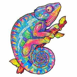 UNIDRAGON Dřevěné puzzle iridescent chameleon velikost M obraz