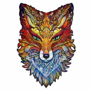 UNIDRAGON Dřevěné puzzle fiery fox velikost M obraz