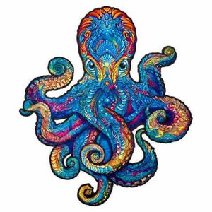 UNIDRAGON Dřevěné puzzle magnetic octopus velikost M obraz