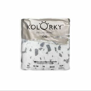 KOLORKY DELUXE VELVET jednorázové EKO plenky se sametovým povrchem puntíky XL (12-16 kg) 17 kusů obraz