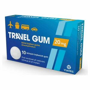 TRAVEL GUM 20 mg léčivá žvýkací guma 10 kusů obraz