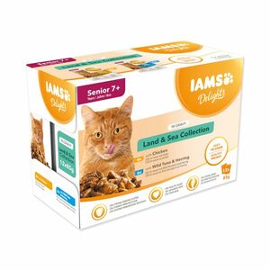 IAMS Delights Senior mořské a suchozemské maso v omáčce kapsičky multipack 12x85 g obraz