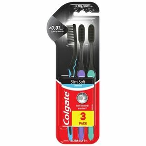 COLGATE Zubní kartáček Slim Soft Charcoal trio 3 ks obraz