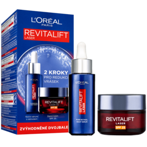 L'ORÉAL PARIS Revitalift Laser noční sérum s 0.2% čistého retinolu, 30 ml + Revitalift Laser X3 denní krém SPF 25, 50 ml obraz