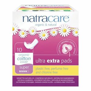 NATRACARE Menstruační vložky Ultra Extra SUPER s křidélky 10 ks obraz